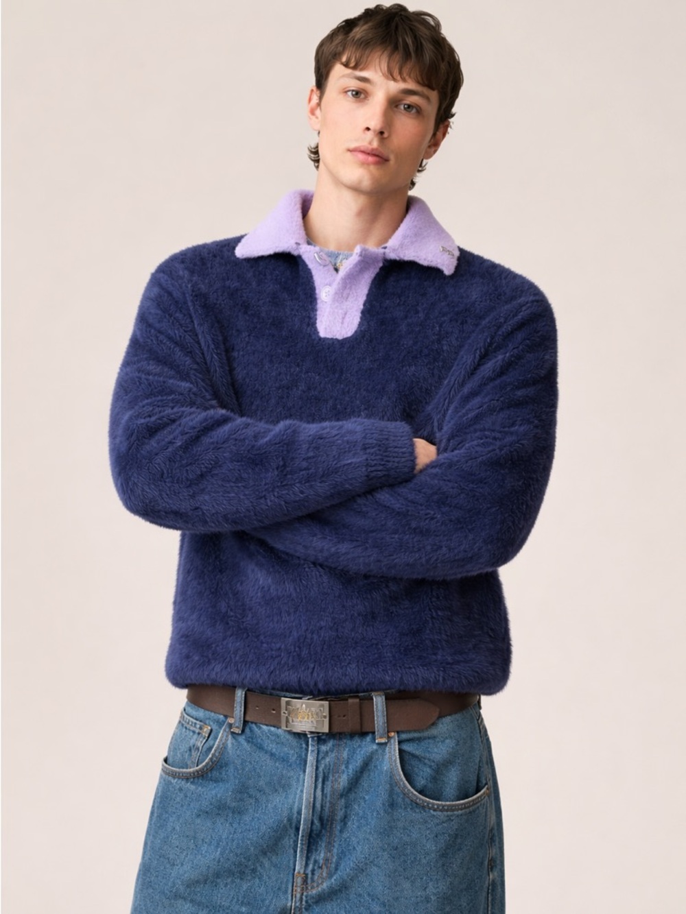 Nude Project COZY KNITTED POLO OFF-WHITE Size Small